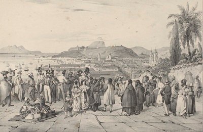 1828 - Vista da cidade do Rio de Janeiro tomada da Igreja de Nossa Senhora da Glória, século XIX. (detalhe)