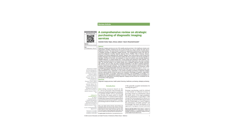 capa da pesquisa A comprehensive review on strategic purchasing of diagnostic imaging services