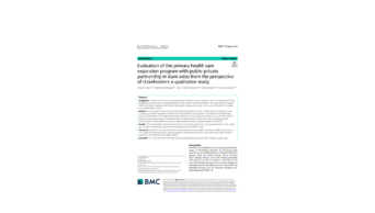 Capa da pesquisa Evaluation of the primary health care expansion program with public-private partnership in slum areas from the perspective of stakeholders