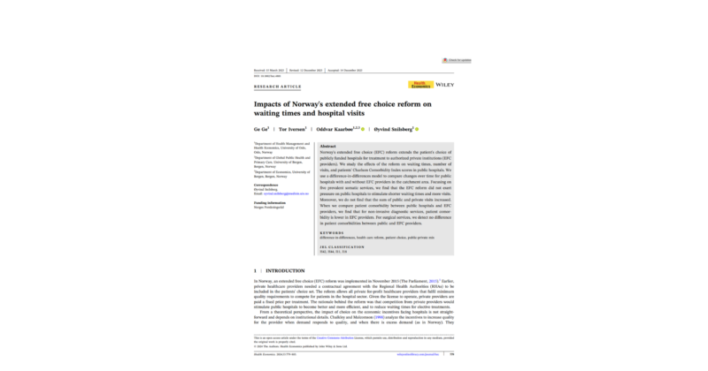 Capa da pesquisa Impacts of Norway extended free choice reform