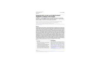 Capa da pesquisa Managing public–private partnerships for health diagnostics