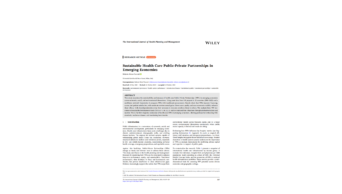 Capa da pesquisa Sustainable Health Care Public-Private Partnerships in Emerging Economies