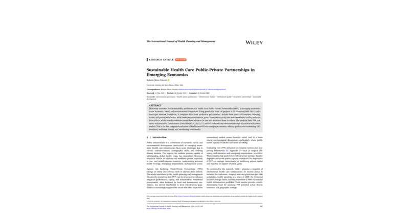 Capa da pesquisa Sustainable Health Care Public-Private Partnerships in Emerging Economies