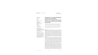 capa da pesquisa Assessment of strategic healthcare purchasing and financial autonomy in Tanzania - the case of results-based financing and health basket fund