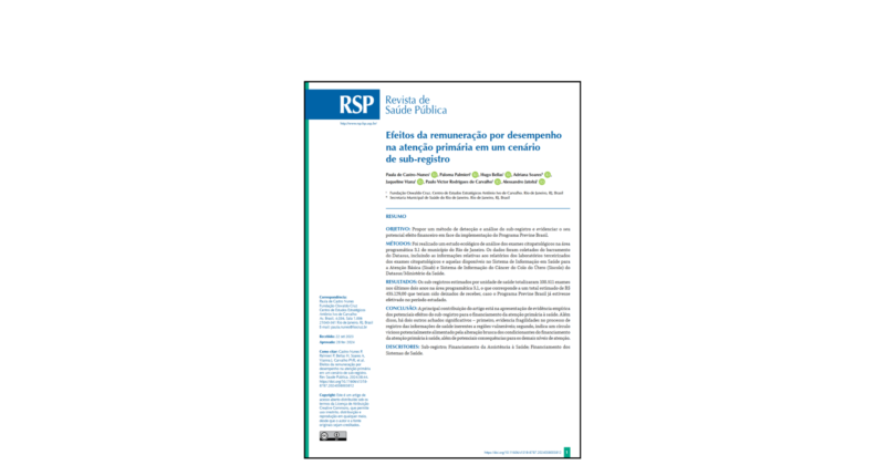Capa da pesquisa Efeitos da remuneração por desempenho na atenção primária em um cenário de sub-registro